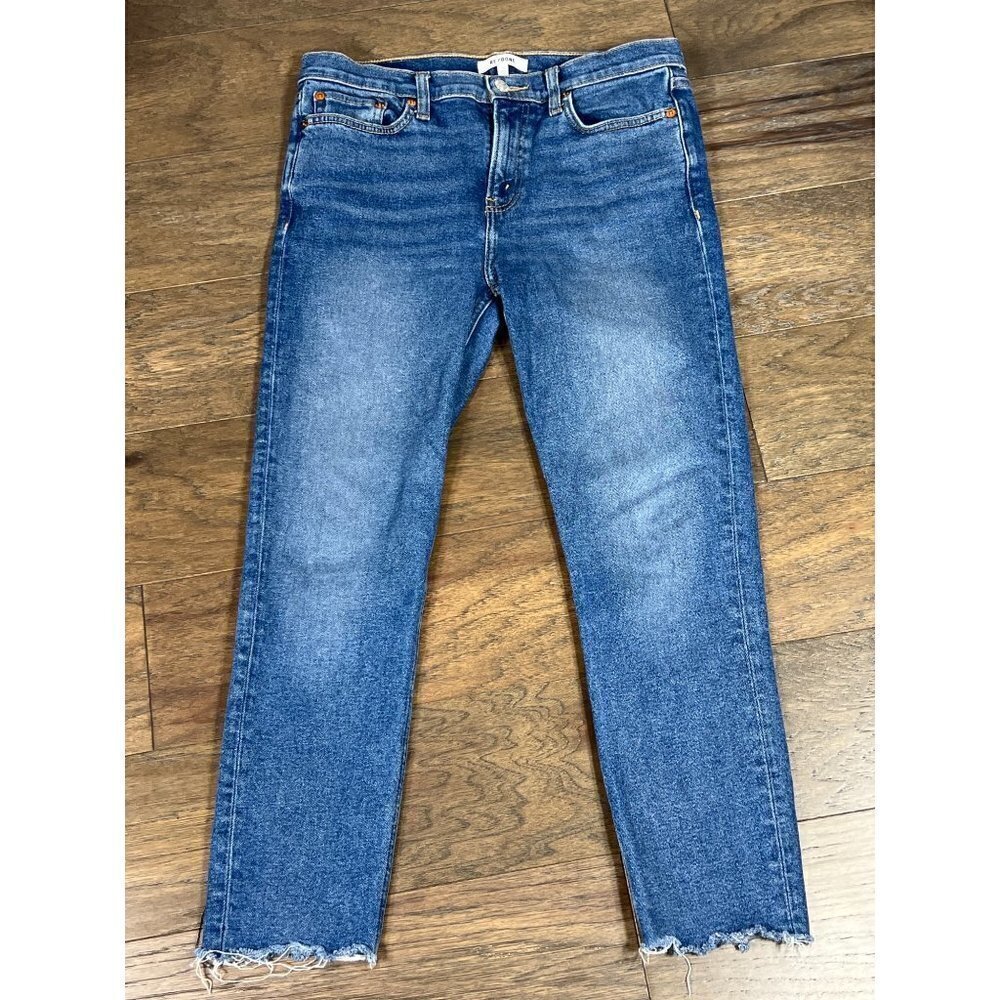 RE/DONE High Rise Skinny Ankle Jeans in Worn Vintage Raw Hem Sz 29 NWOT